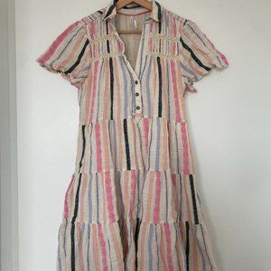 Anthropologie Embroidered short sleeve mini dress